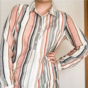 Anthropologie Lilla P Raw Hem Striped Dress XL